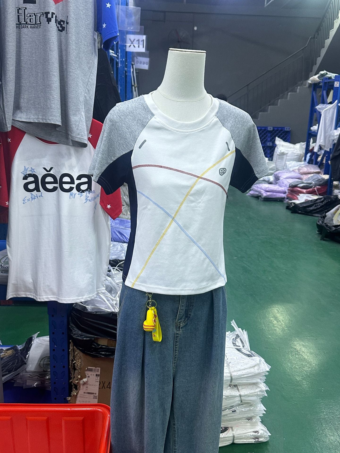 92% Cotton 8% Spandex European And American Foreign Trade Ready-Made Women'S Clothing American Topstitch Short-Sleeved T-Shirt Women'S Summer Sports Slim Top