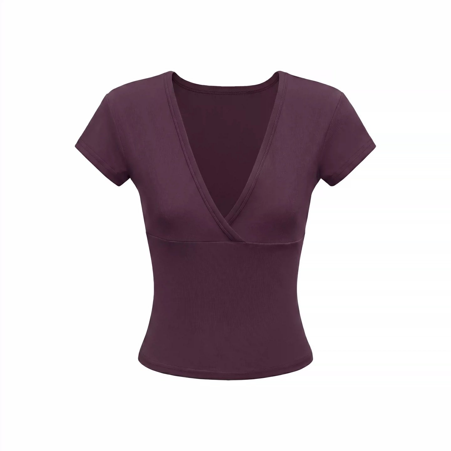 Spot European And American Foreign Trade Amazon Cross-Border Women'S Clothing Deep V-Neck Low-Cut Slim Short-Sleeved T-Shirt Women'S Tight Sexy Top
