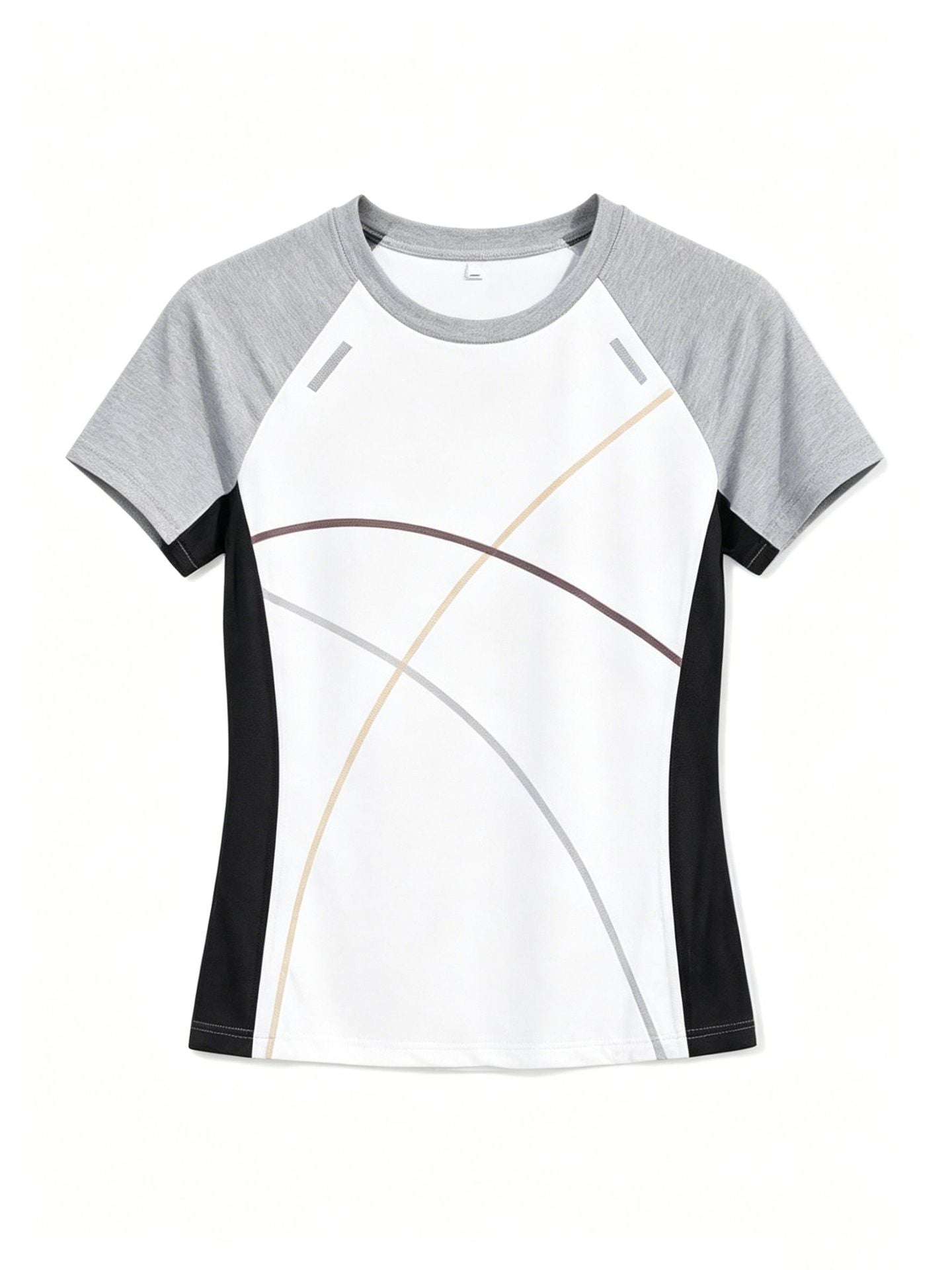 92% Cotton 8% Spandex European And American Foreign Trade Ready-Made Women'S Clothing American Topstitch Short-Sleeved T-Shirt Women'S Summer Sports Slim Top